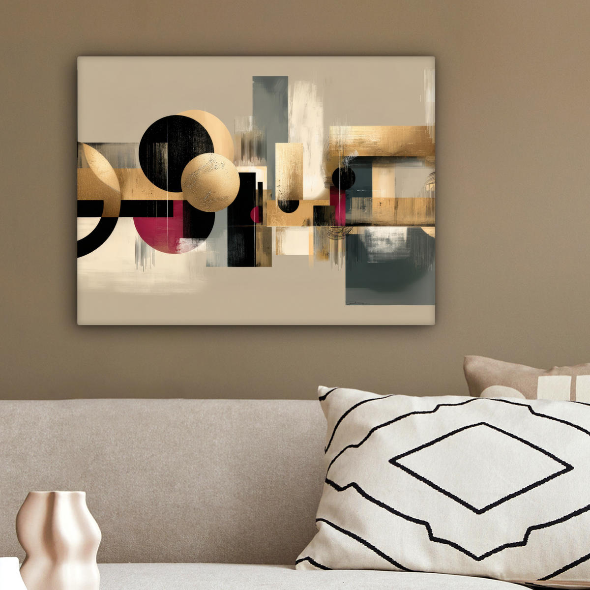 LEINWANDBILD Abstrakt - Formen - Beige - Texturen Wandbild 40x30 cm - Beige, Textil (40/30cm) - MuchoWow