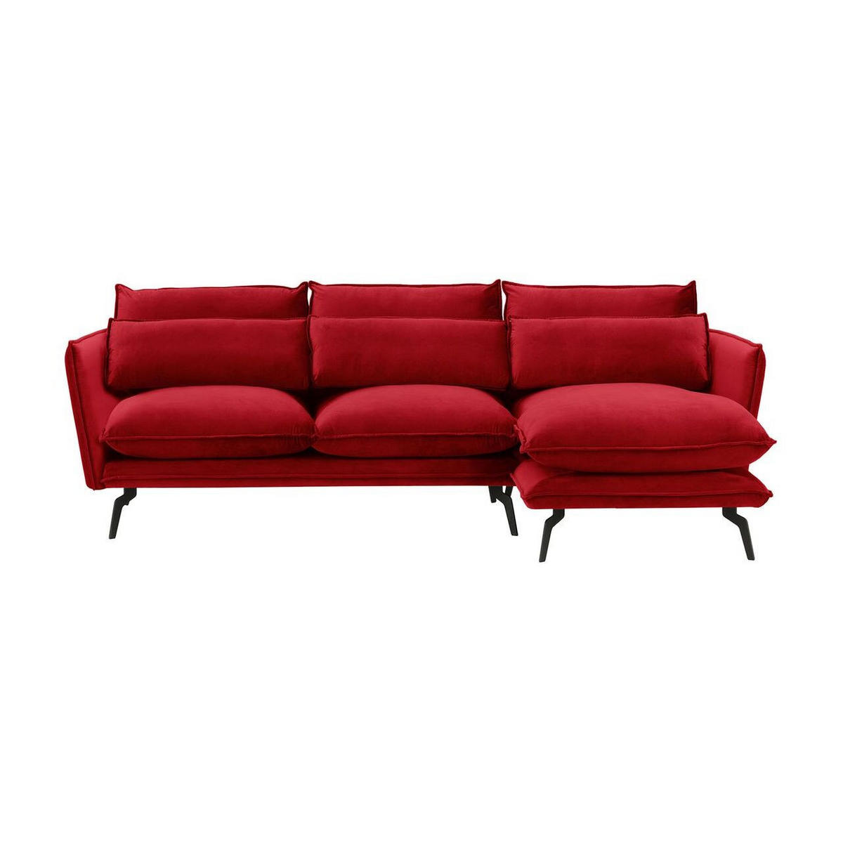 ECKSOFA Layla Rechts-Velluto 7 - Rot, Holz/Textil (278/160cm)