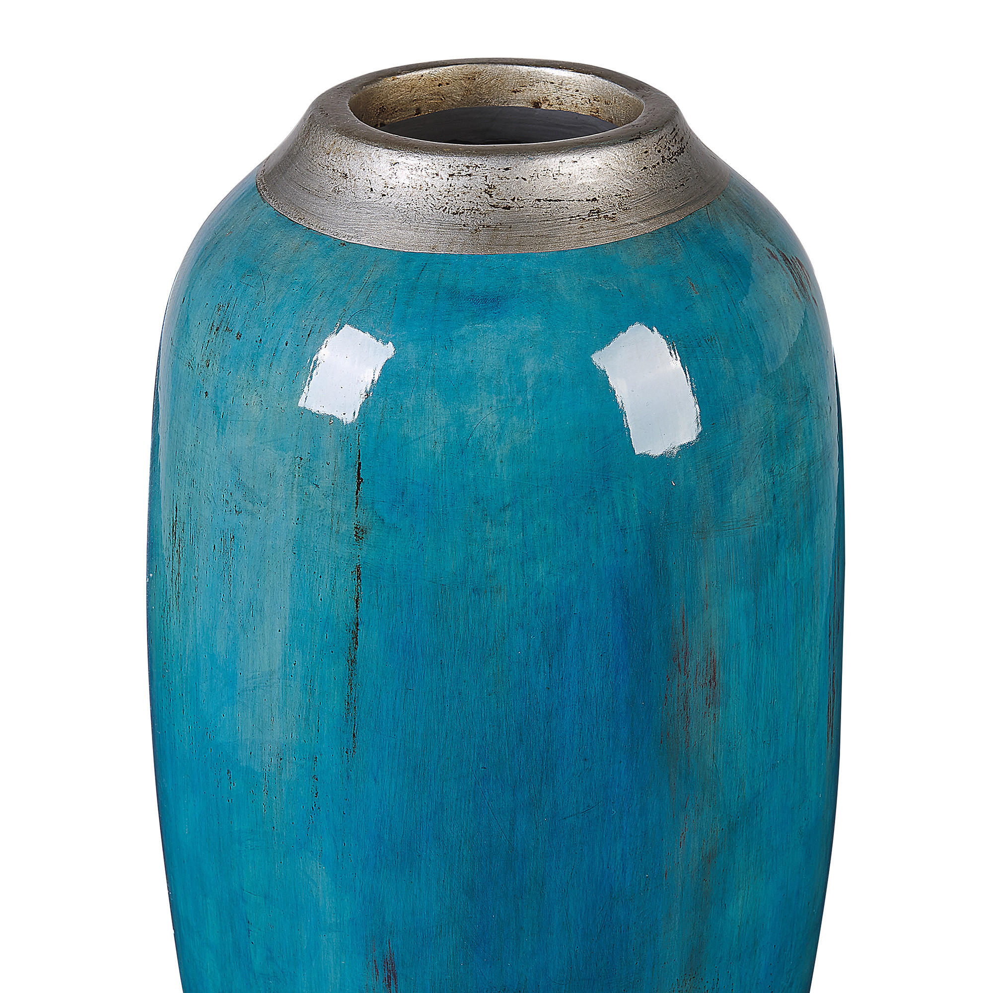 DEKOVASE Terrakotta blau Miletus - Blau, Stein (42cm) - Beliani