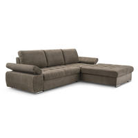 ECKSOFA SANDRO Beige Geflochtener Stoff mit Schlaffunktion - Beige, Holz (277/201cm) - MASSENO