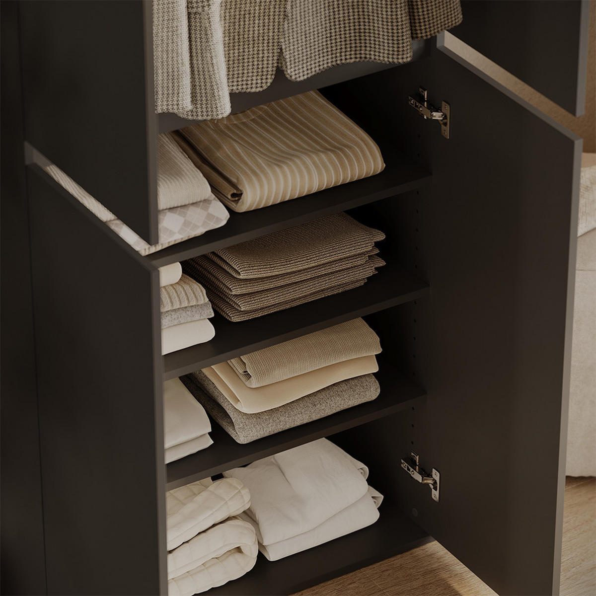 KLEIDERSCHRANK Claus Anthrazit 74 x 191.5 cm mit 4 Türen - Anthrazit, Holzwerkstoff (74/191.5/40cm) - Vicco