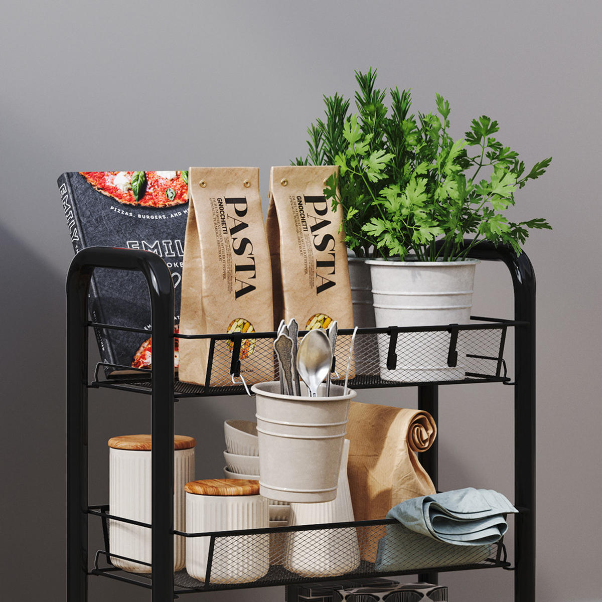 POJÍZDNÝ KONTEJNER Tarro Černá - černá, kov (45/64/27cm) - Vicco