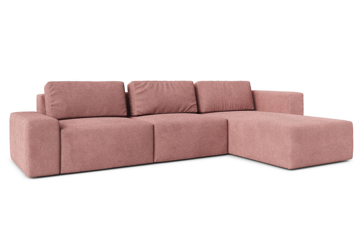 ECKSOFA L Form Arkleton Rosa 360/180/93 cm Rechts Bequem & Modern - Pink/Schwarz, Kunststoff/Textil (360/180cm) - AX Living