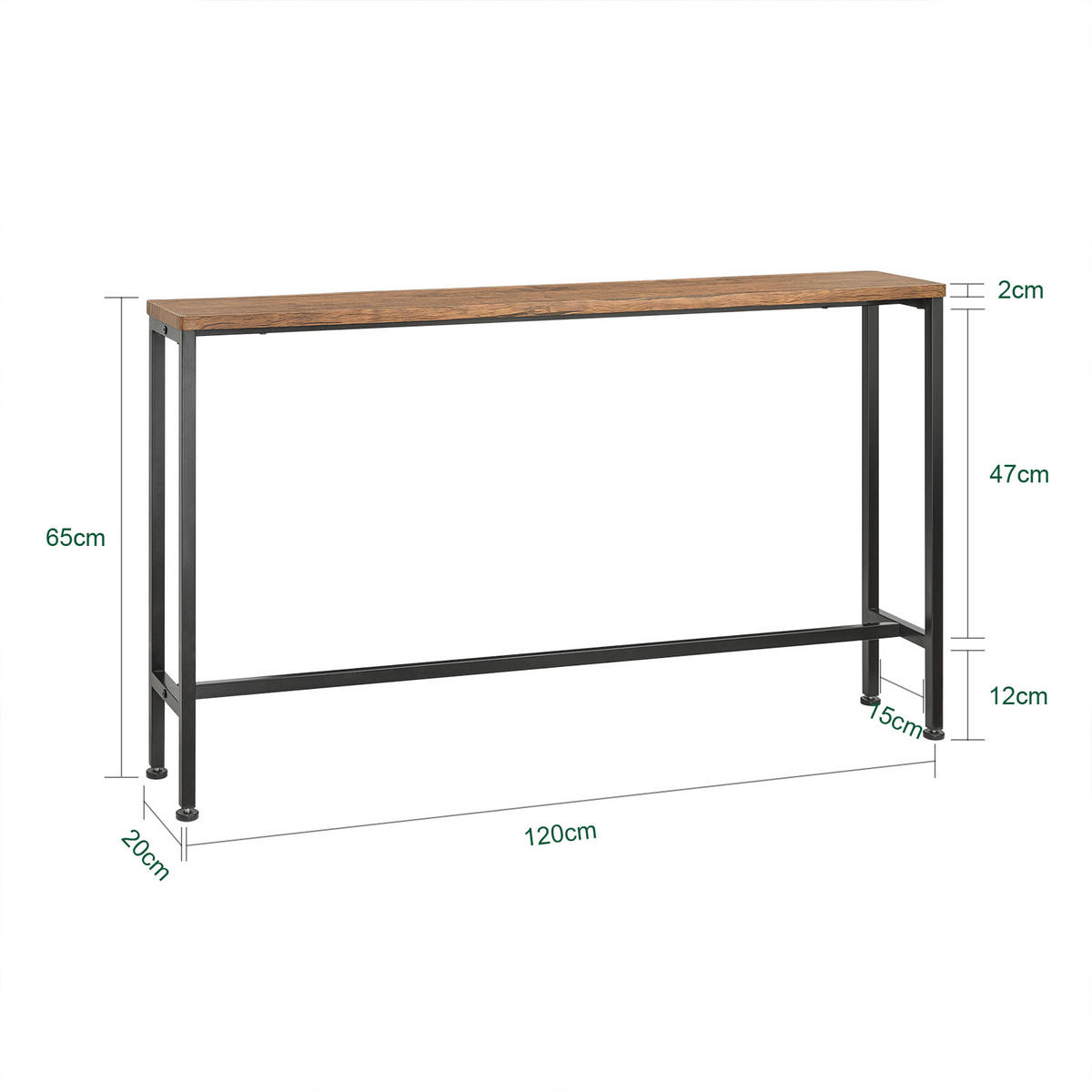 KONSOLENTISCH Vintage - Braun, Holzwerkstoff/Metall (20/120/65cm) - SoBuy