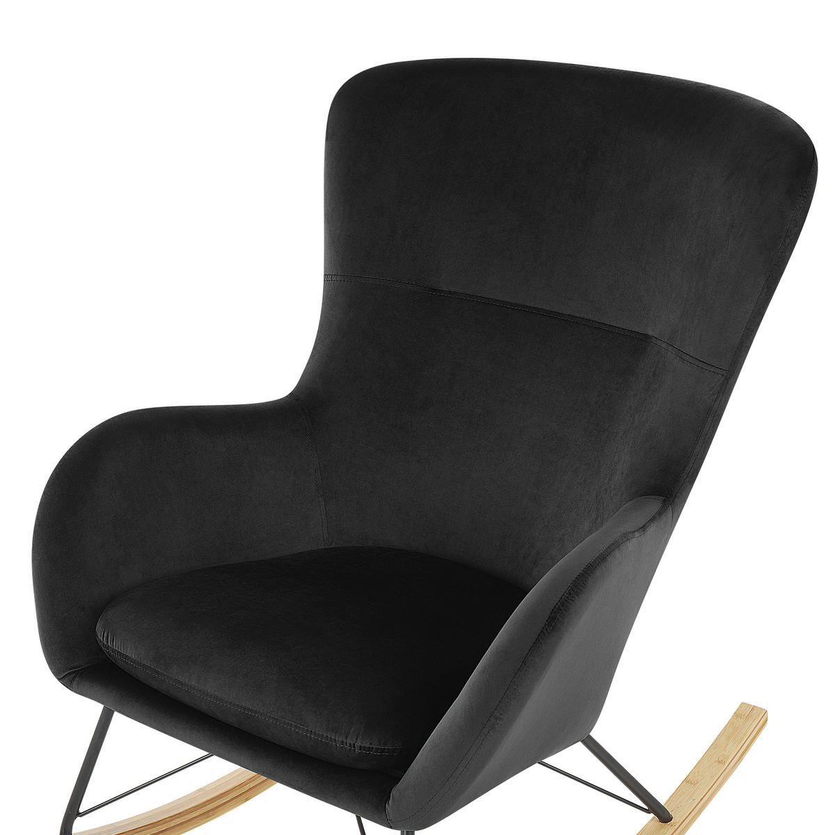 SCHAUKELSESSEL Samtstoff Schwarz Ellan - Hellbraun/Schwarz, Textil (71/97/90cm) - Beliani