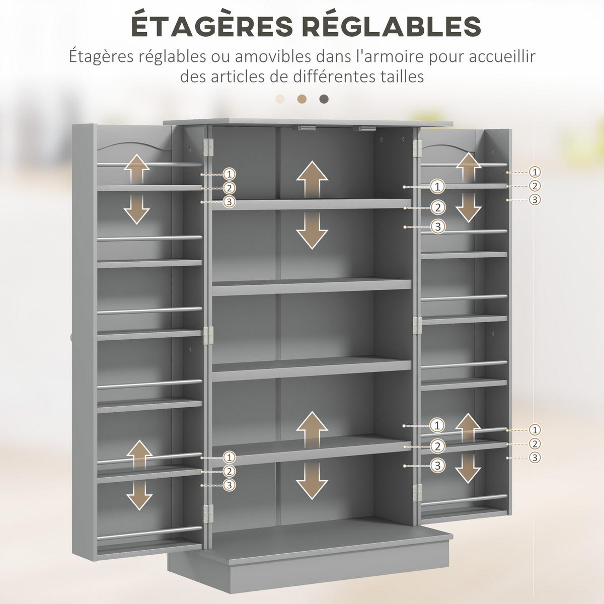 MEHRZWECKSCHRANK DE-11151 5 Böden Grau - Grau, Holzwerkstoff (30/104/60cm) - ComfortXL