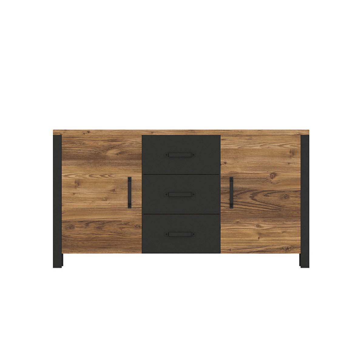 SIDEBOARD Lyam Holz und Schwarz - Schwarz, Holzwerkstoff (147/79/43cm) - Petits-meubles