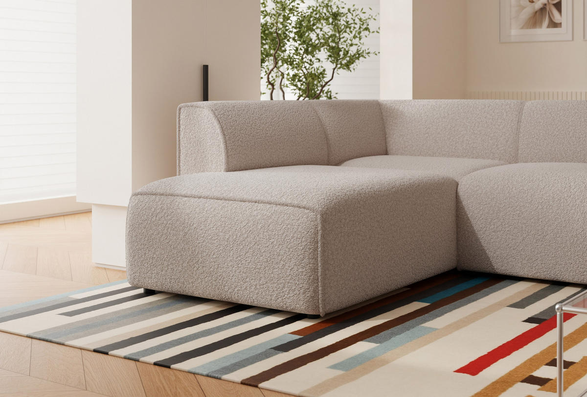 ECKSOFA ZAVO Feiner Mischstoff in Beige - Beige, Holzwerkstoff/Kunststoff (310/218cm) - Idohome