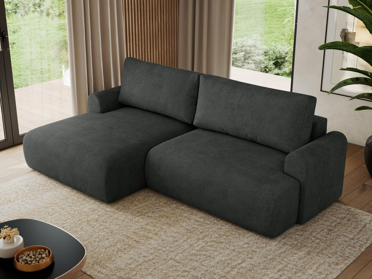 ECKSCHLAFSOFA TONO L Dunkelgrau Struktur - links - Dunkelgrau/Schwarz, Kunststoff/Textil (260/150cm) - MKS