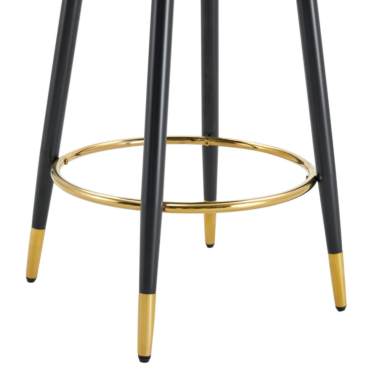 BARHOCKER drehbar Schwarz mit Goldakzenten Metall PU-Leder - Schwarz, Metall (44/92/44cm) - Meubliv
