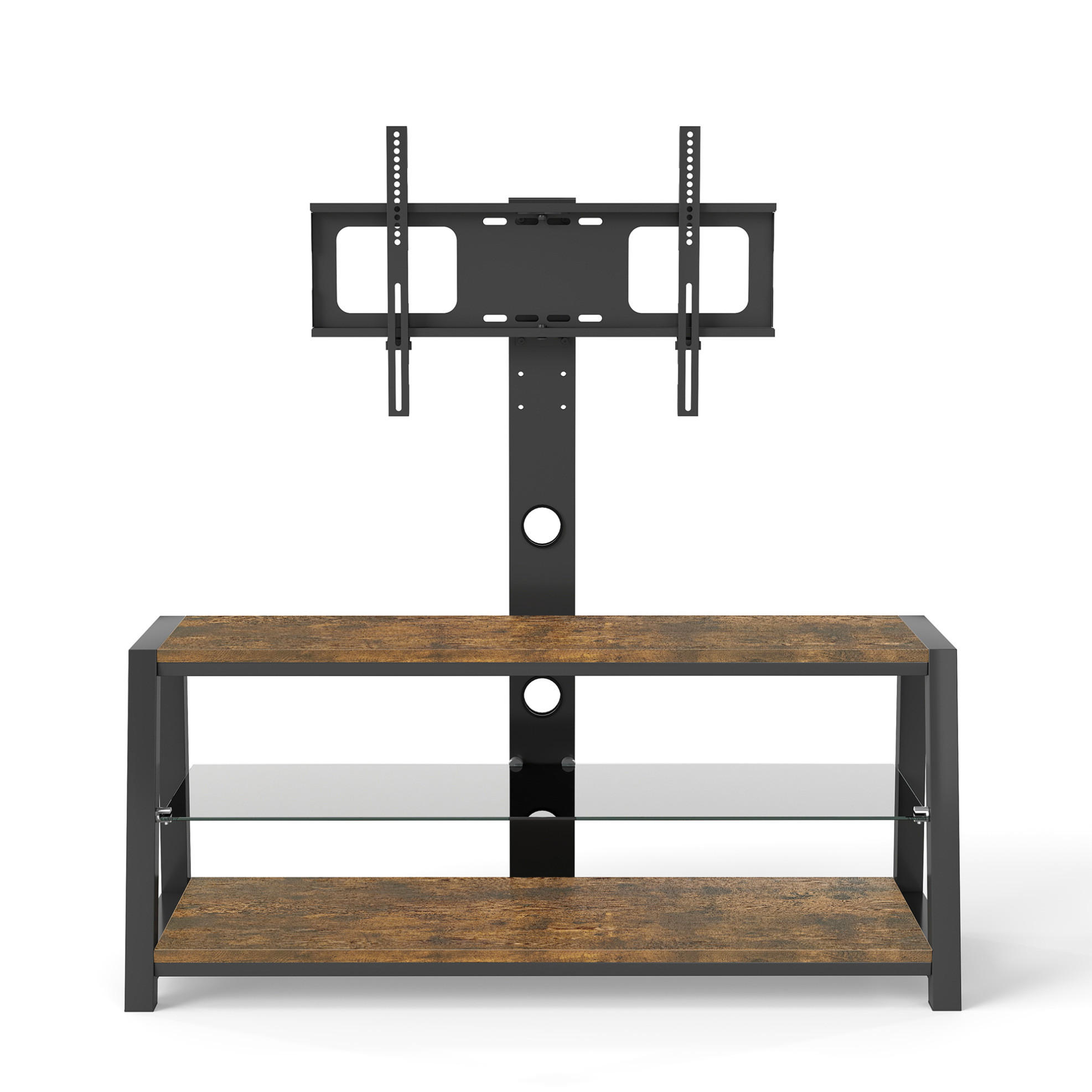 TV-STÄNDER mit 3 Ablagen für TVs 81,3-165,1 cm MDF Metall Braun - Braun, Metall (42/125/116cm) - Beauniv