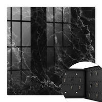 SCHLÜSSELBOX Schwarz 30x30 cm- Türöffnung nach rechts - Marmormuster - Schwarz, Metall (30/30/5cm) - TULUP