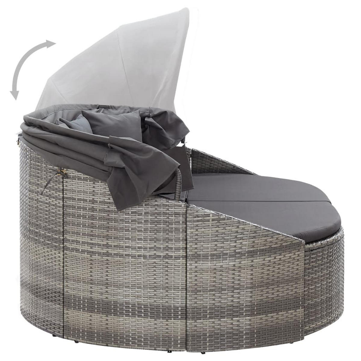 OUTDOOR-LOUNGEBETT Mit Dach Grau - Grau, Kunststoff (145/141/230cm) - vidaXL