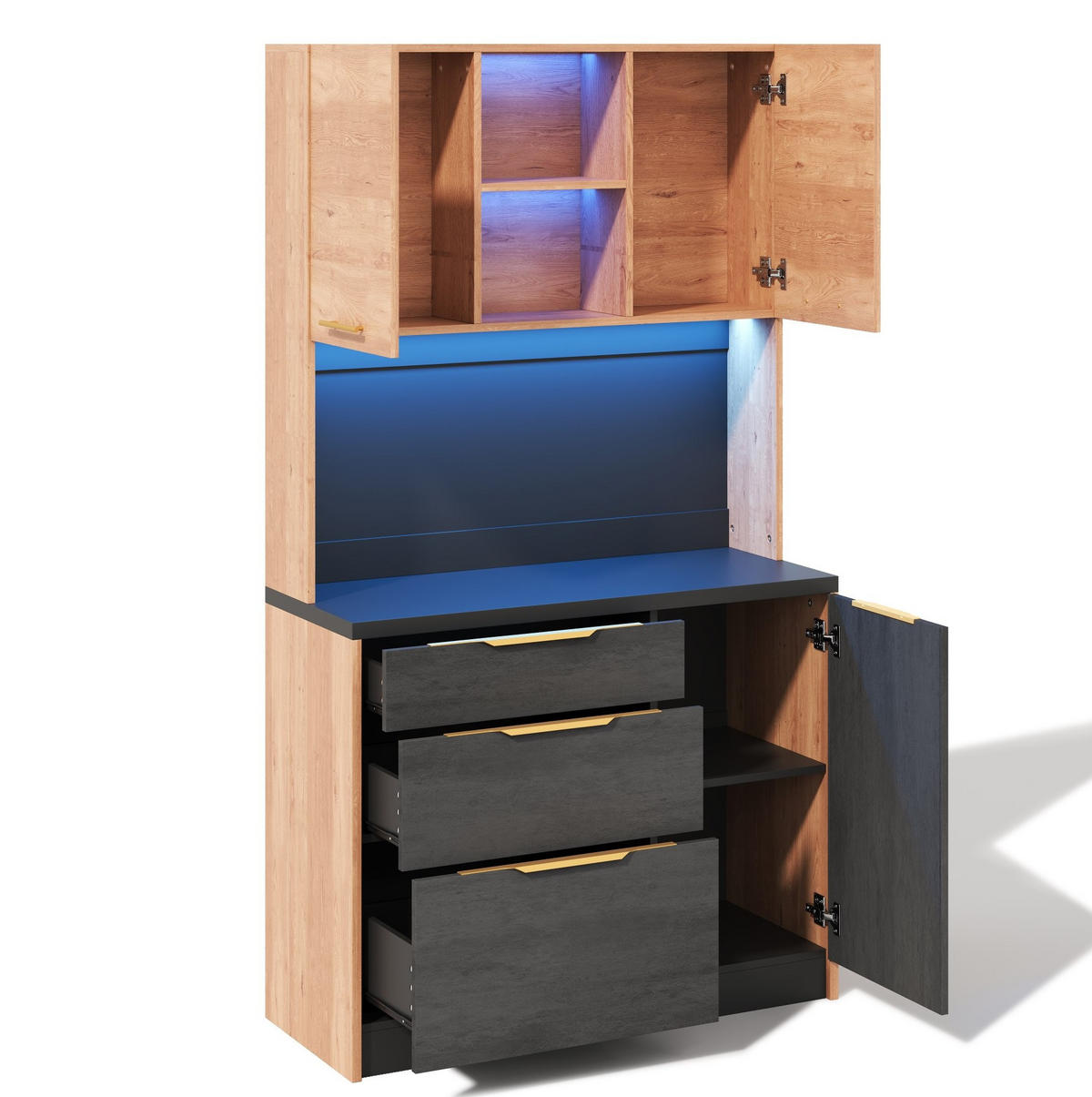 BUFFET 100/40/180 cm neutral aus MDF mit LED - Naturfarben, Holzwerkstoff (100/180/40cm) - OKWISH