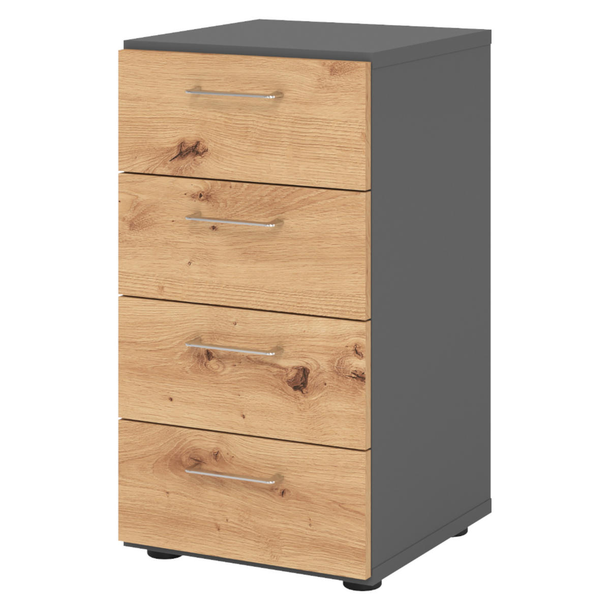SCHUBLADENSCHRANK - 4 Schübe 42/40/74,8 cm in Graphitfarben/Wildeiche - Wildeiche/Graphitfarben, Holzwerkstoff (40/74.8/42cm) - bümö