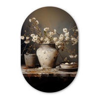 WANDBILD Stilleben - Blumen - Blumenstrauß - Vase - Wein Deko Groß 80x120 cm - Ecru, Kunststoff (80/120cm) - MuchoWow