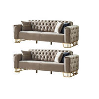 SITZGARNITUR Royce Beige Taupe Stellvariante:2+2 - Beige, Holz (180/85/90cm) - Villa Möbel