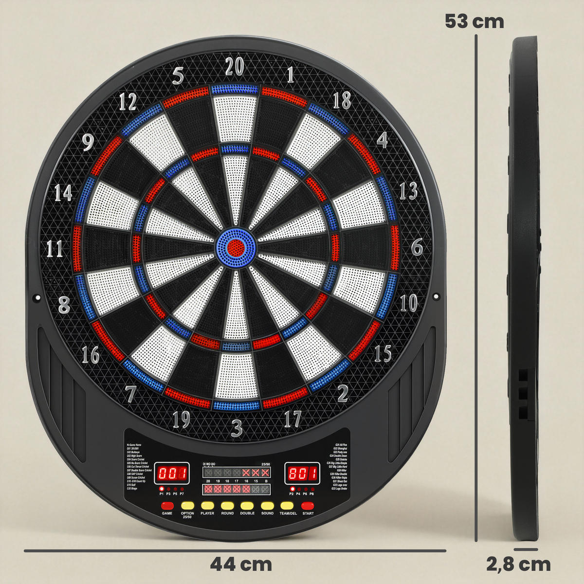 DARTSCHEIBE DE-18831 33 Spiele, 202 Variationen - Schwarz, Kunststoff (44/2.8/53cm) - ComfortXL