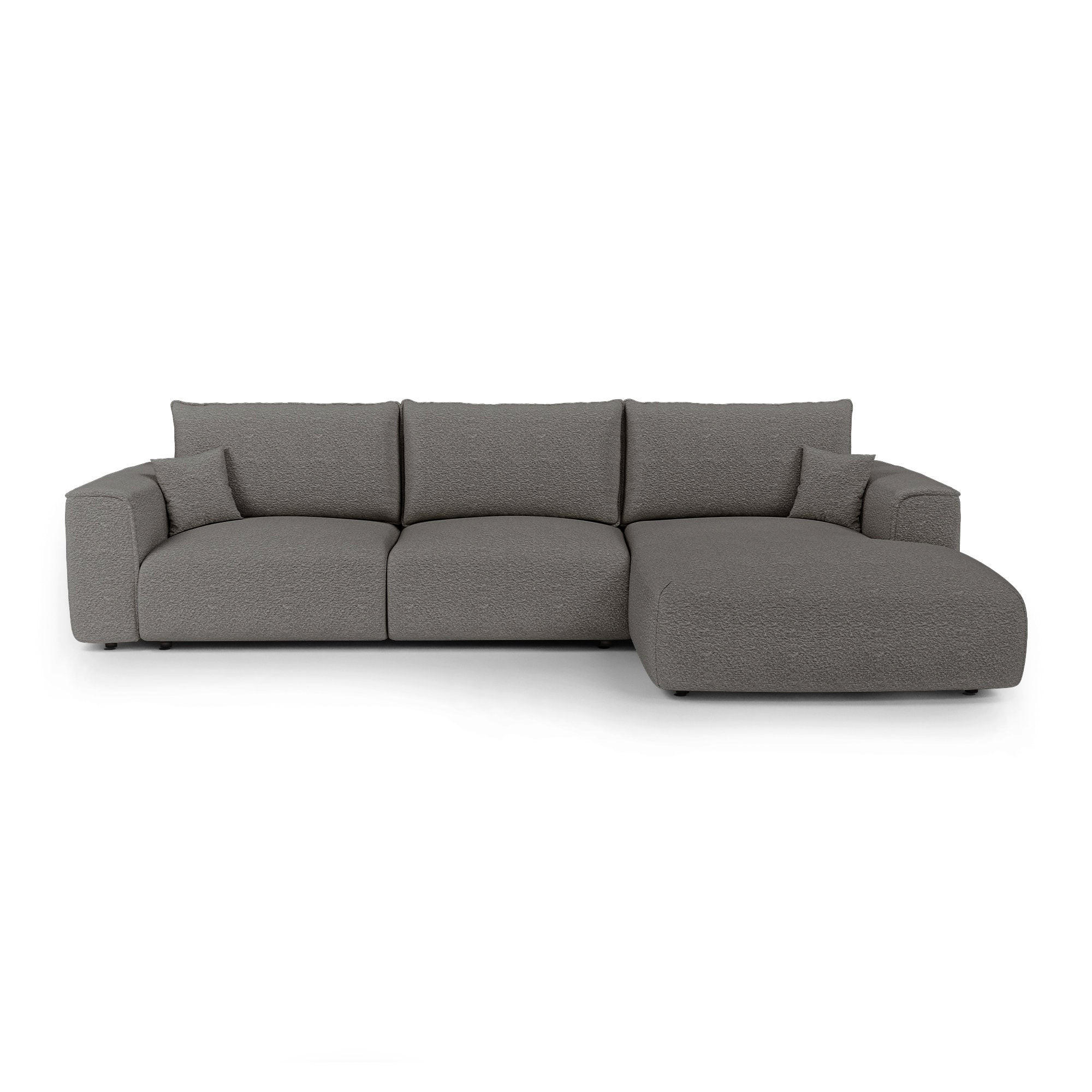 ECKSOFA rechtwinklig COMO Frottee Graphitgrau 300cm - Dunkelgrau/Graphitfarben, Textil (300/165cm) - Premium Interiors