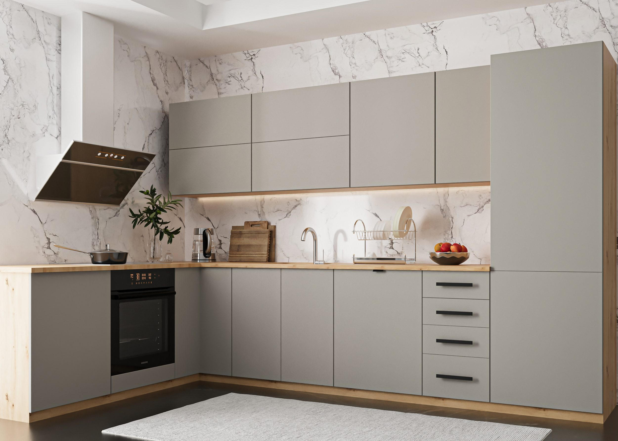 WINKELKÜCHE 330 x 210 cm Aspen K53-M330 - Beige, Holz (330/212/210cm)