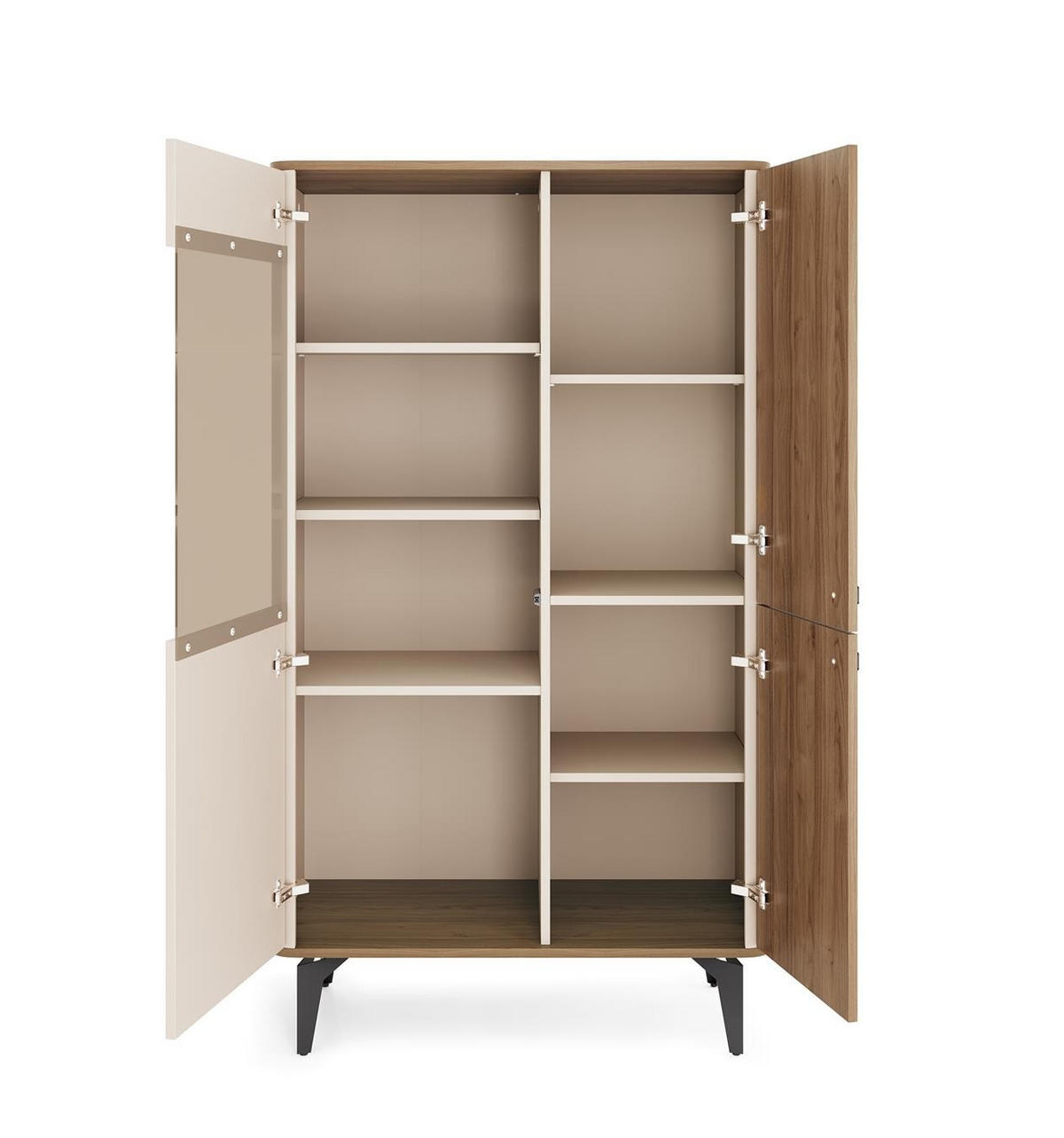 VITRINE Aurena Kaschmir mit Walnuss, - Schwarz/Braun, Holzwerkstoff (88/156/40cm) - Bettso
