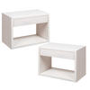NACHTTISCH Hugo 2er Set, weiße Birke, 30/55/39 cm - Weiß, Holz (55/39/30cm) - WOODEK