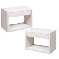NACHTTISCH Hugo 2er Set, weiße Birke, 30/55/39 cm - Weiß, Holz (55/39/30cm) - WOODEK