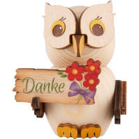 HOLZFIGUR Minieule mit Danke-Schild 7 cm - Multicolor, Holz (5/7/5cm)