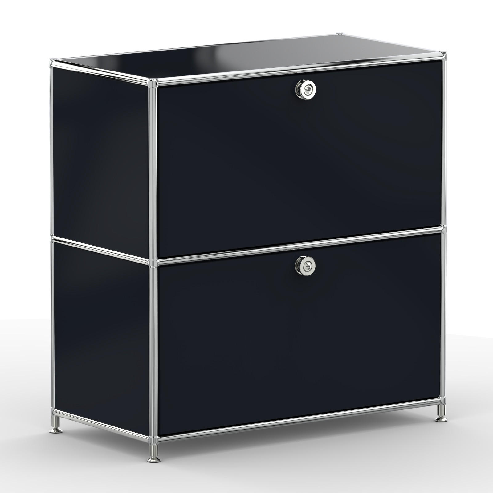 AKTENSCHRANK, 2 Klappen & Schloss, Breite 77 cm, Graphitschwarz - Chromfarben/Silberfarben, Metall (40/80.5/77.2cm) - Versee