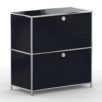 AKTENSCHRANK, 2 Klappen & Schloss, Breite 77 cm, Graphitschwarz - Chromfarben/Silberfarben, Metall (40/80.5/77.2cm) - Versee