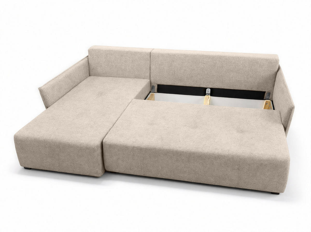 ECKSOFA L Form Damascus Beige 212/143/88 cm Links mit Schlaffunktion - Beige/Schwarz, Kunststoff/Textil (143/212cm) - AX Living