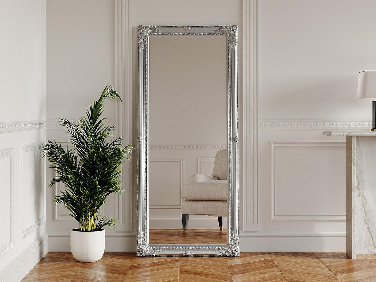 WANDSPIEGEL - 60 x 3.5 - holz - silberfarben Elvire - Silberfarben, Holz (60/140/3.5cm) - Vente-Unique