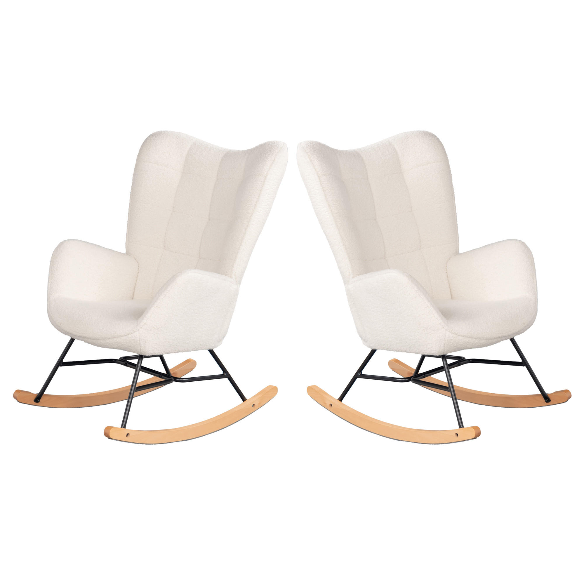 2ER Set Schaukelstuhl Stahl, Beige - Beige, Textil (66/98/84cm) - Meubles Cosy