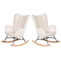 2ER Set Schaukelstuhl Stahl, Beige - Beige, Textil (66/98/84cm) - Meubles Cosy