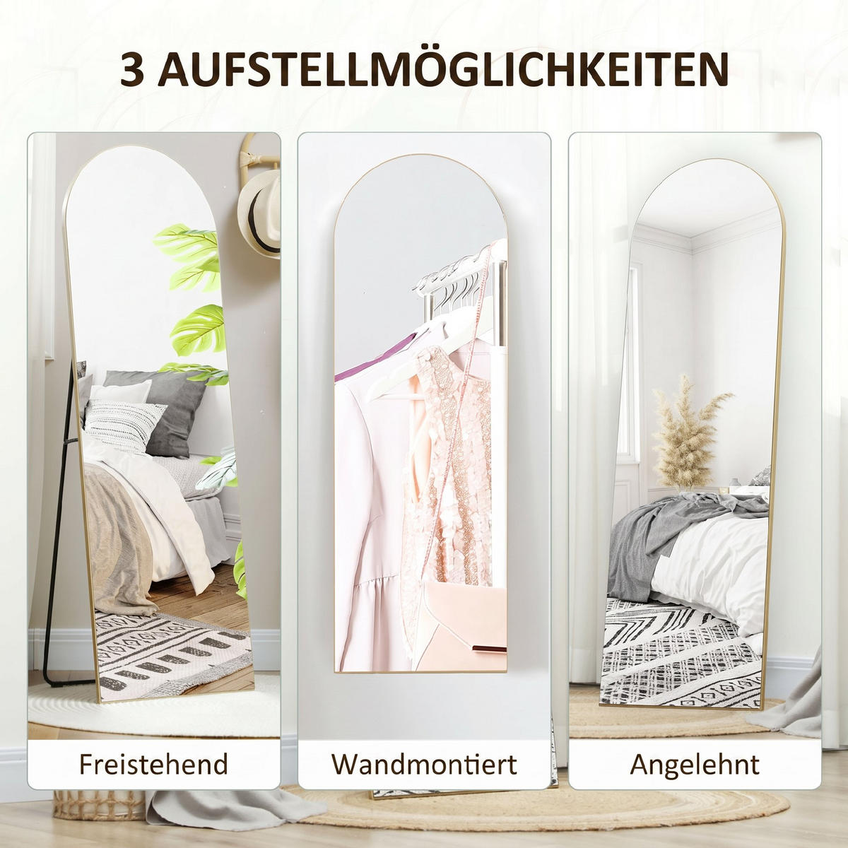 GANZKÖRPERSPIEGEL MDF Glas Gold - Goldfarben, Glas (3.6/150/50cm) - HOMCOM