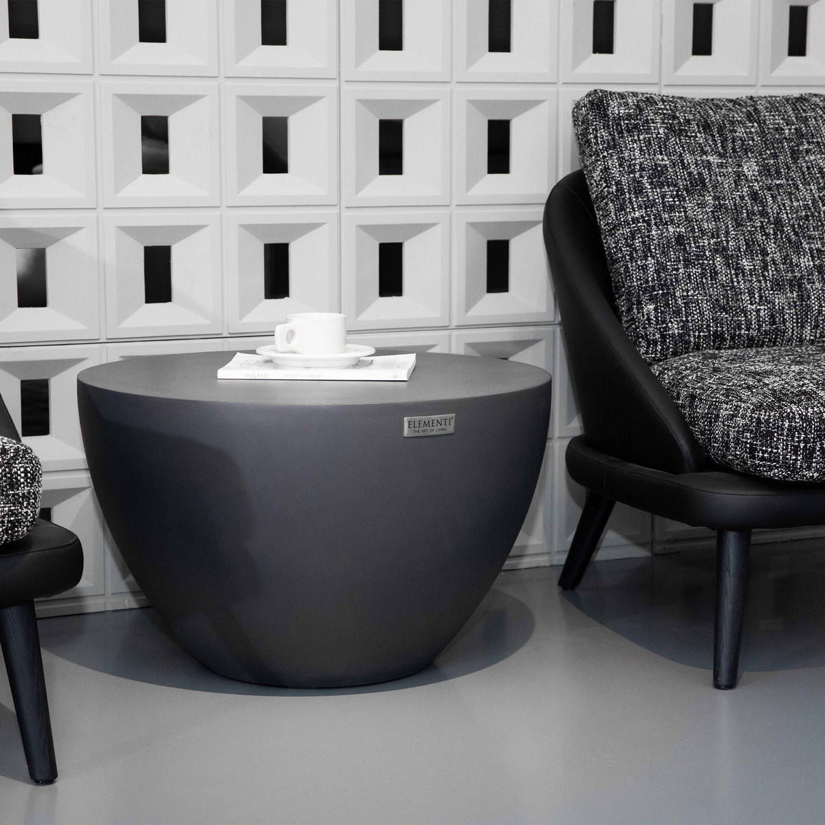 COUCHTISCH CHRONOS Rund Klein aus Beton 66 x 66 x 41.5 cm - Schwarz, Naturmaterialien (66/66/41.5cm) - Elementi