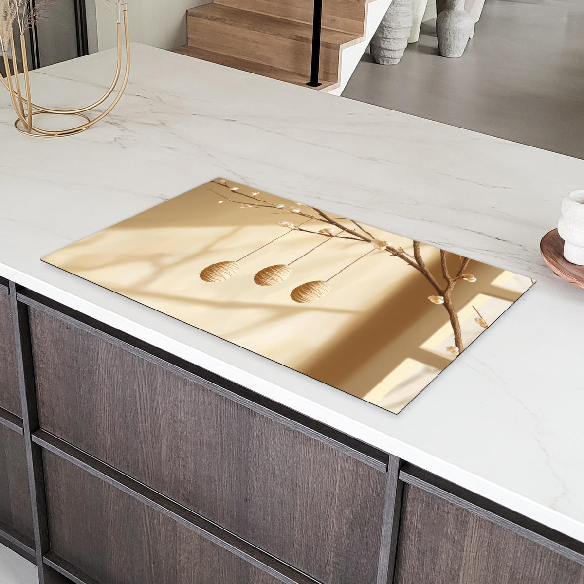 HERDABDECKPLATTE Beige - Osterkuchen - Eier Induktionsschutz 91.6x52.7 cm - Beige, Kunststoff (91.6/52.7/0.2cm) - MuchoWow