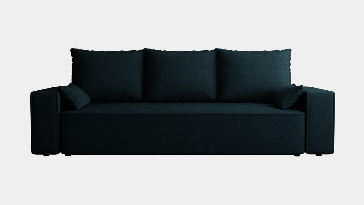 SOFA Veno mit Bettkasten und Schlaffunktion, Velourstoff - Anthrazit, Holzwerkstoff (242/85/95cm)