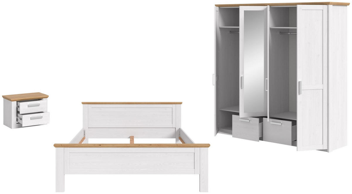 BETTANLAGE Verona Sibiu Lärche Nachbildung 3-tlg. - Lärchefarben, Holzwerkstoff - Xonox