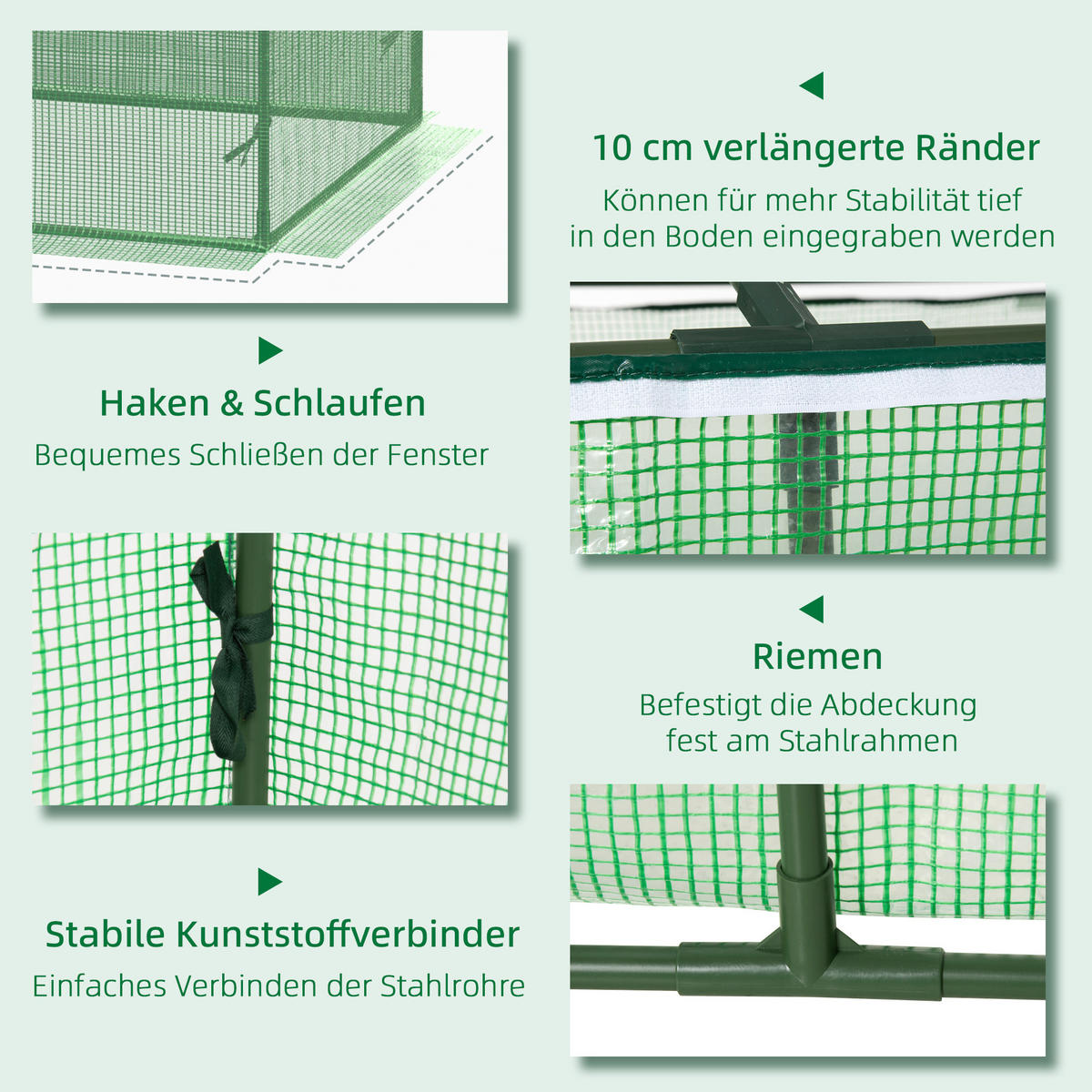 FOLIENGEWÄCHSHAUS, Grün, Metall, PE - Grün, Kunststoff (90/70/180cm) - Outsunny