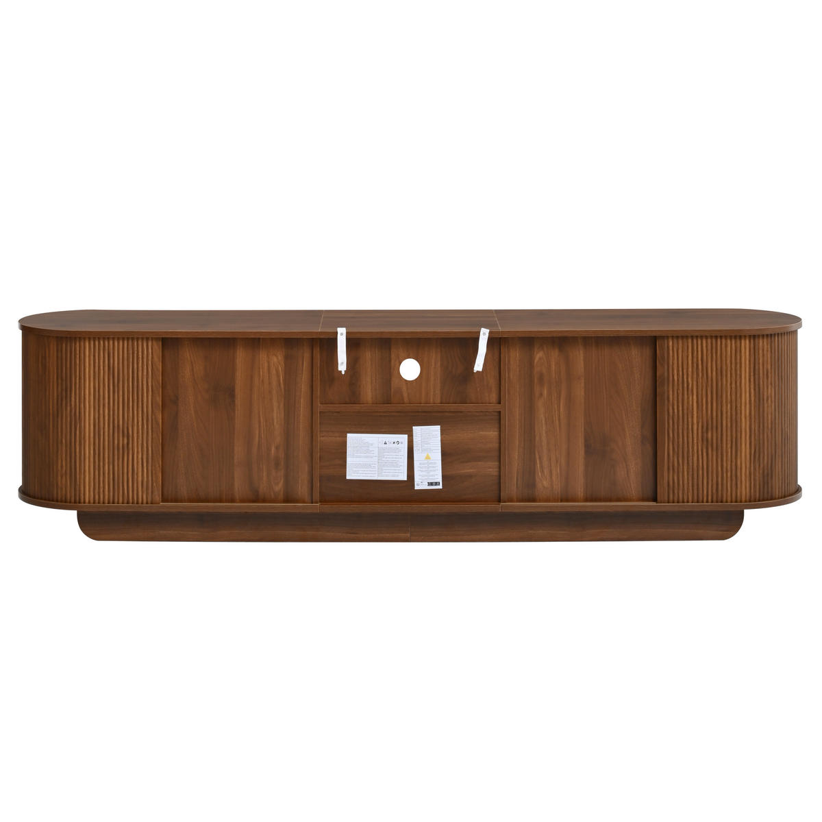 TV-LOWBOARD 180 x 40 x 50 cm, Schiebetüren, 3D-Wellenfront, Schublade, offenes Fach, Walnuss - Walnussfarben, Holzwerkstoff (180/50/40cm)
