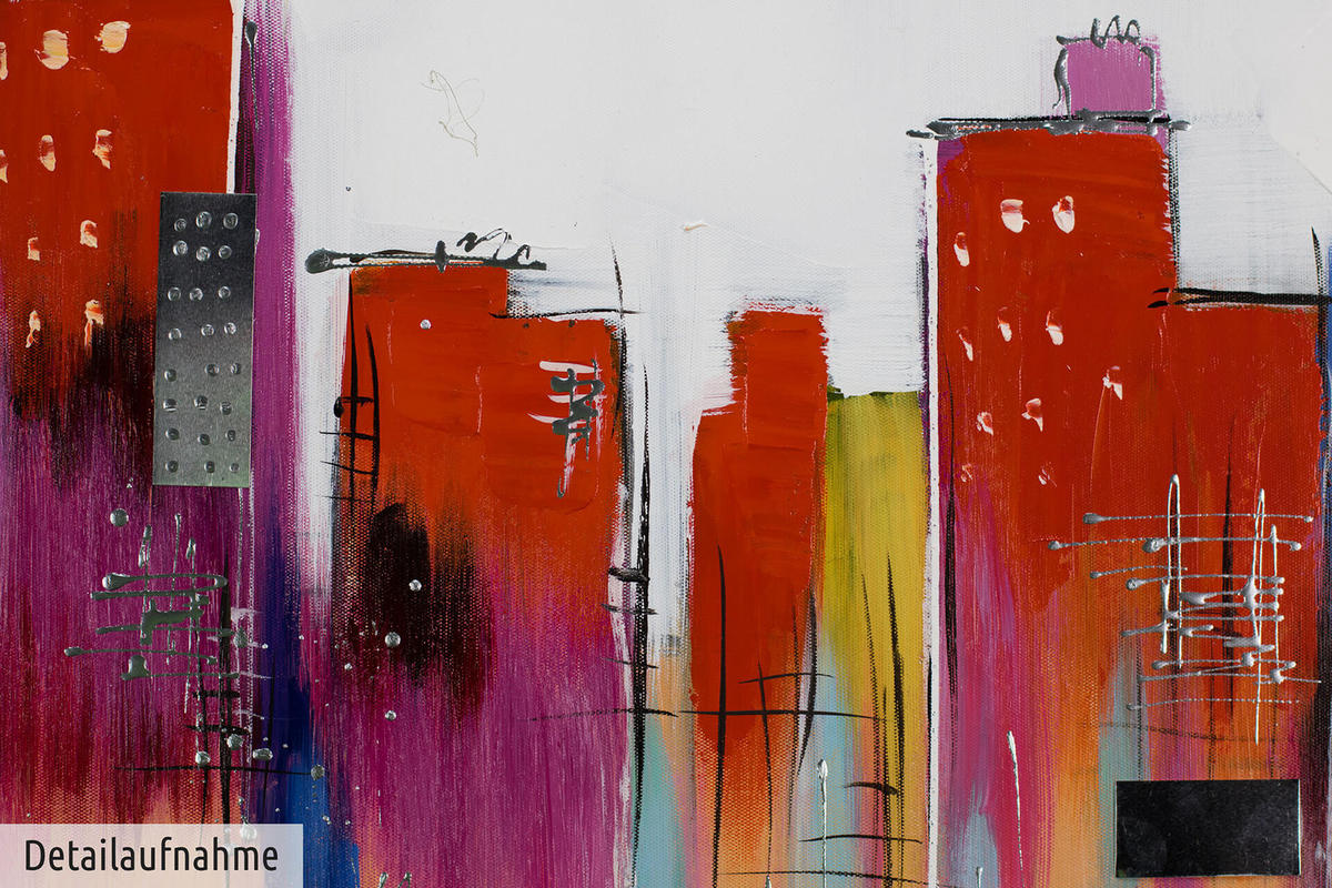 ACRYLBILD HANDGEMALT 120/60 cm - Rot/Weiß, Holz/Textil (120/60cm) - KUNSTLOFT