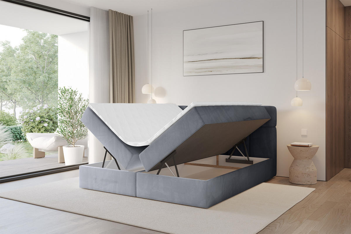 BOXBETT mit Matratze H4 - FAMA - 120x200 cm Grau Casablanca - Grau, Holzwerkstoff (120/200cm) - ALTDECOR