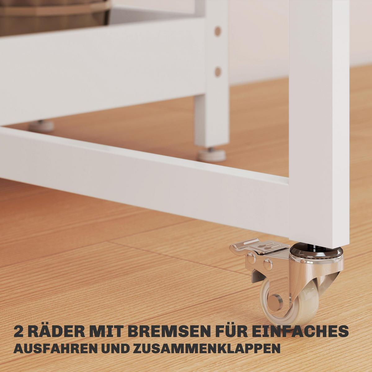 ESSTISCH Klappbar Küchentisch für 2-4 Personen mit 2 Offenen Ablagen, Rollen - Weiß, Holz (133.4/80/75cm) - HOMCOM