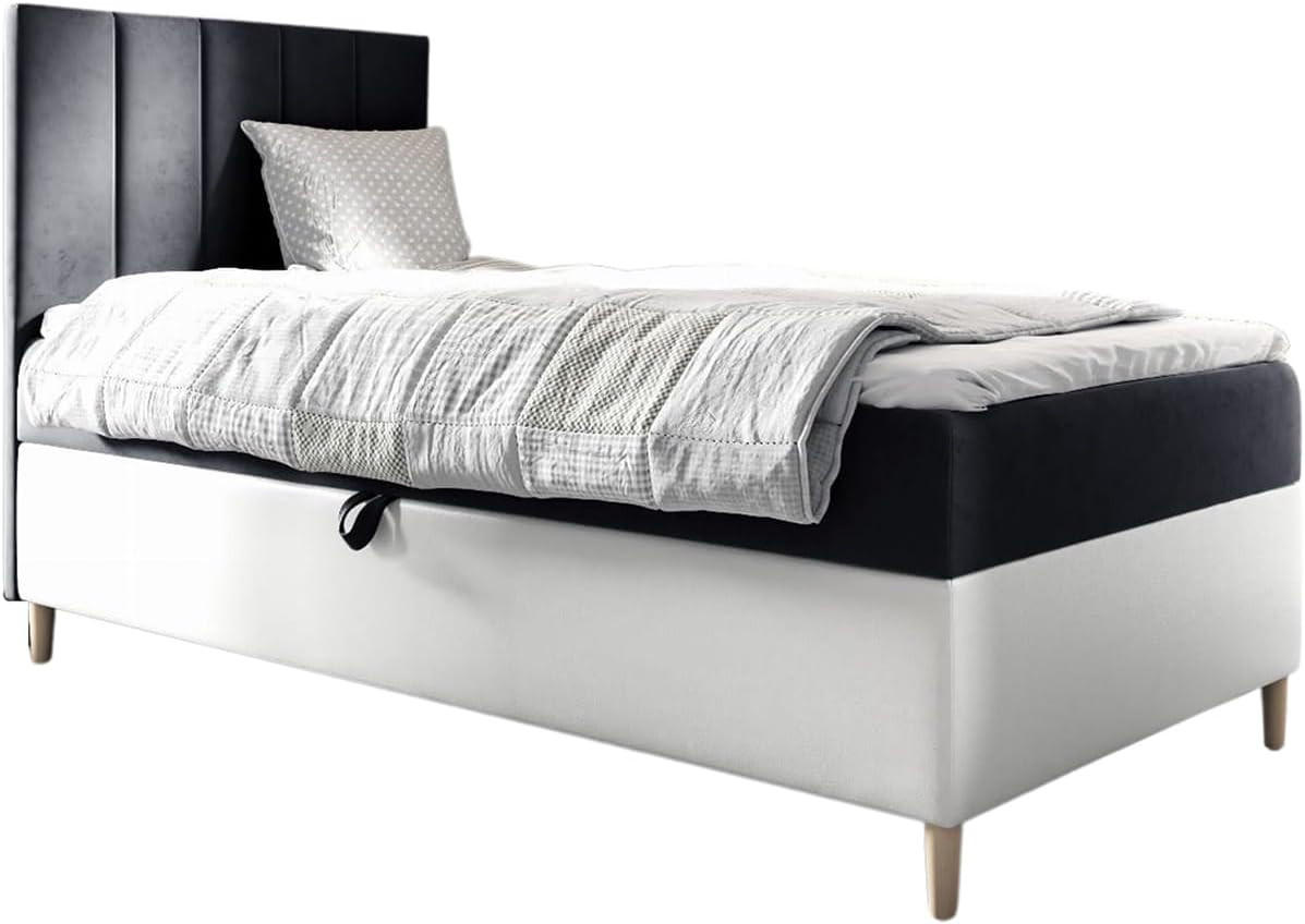 Meblini Kinderbett Schwarz, Weiß 82x208 cm