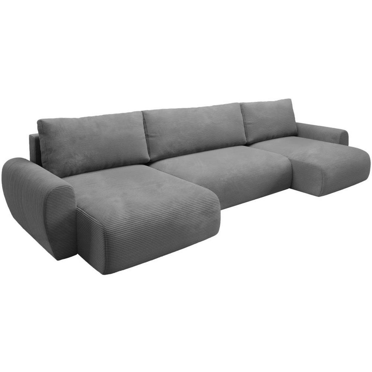 WOHNLANDSCHAFT mit Schlaffunktion Poss U grau - Grau, Textil (395/70/153cm) - Beautysofa