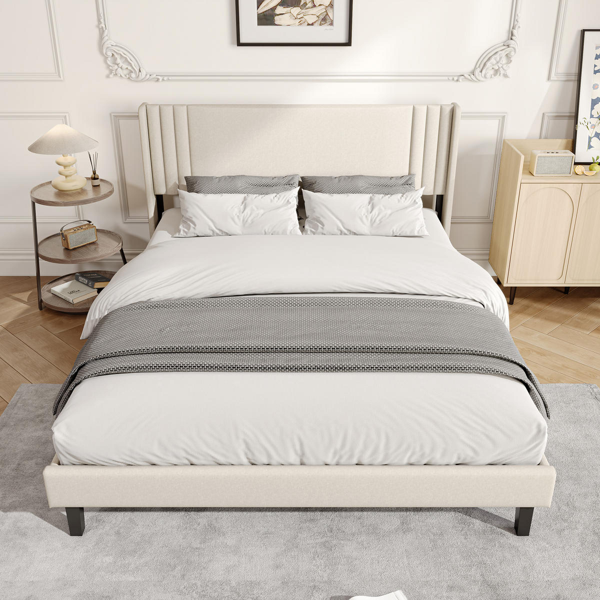 POLSTERBETT 140/200 cm Beige mit Bettkasten im modernen Design - Beige, Holz (140/200cm) - SHOPENTRA