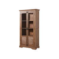 VITRINE Mango 97x45x190 beige geölt TOULOUSE #01 - Beige, Holz (97/190/45cm) - Massivmoebel24