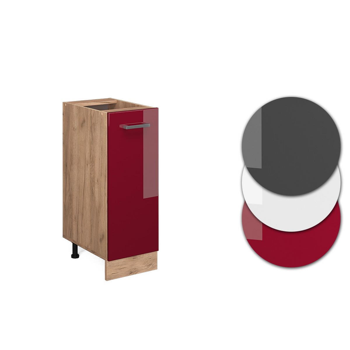 APOTHEKERSCHRANK R-Line Bordeaux Hochglanz 30 cm , AP Anthrazit - Bordeaux/Eiche Wotan, Holzwerkstoff (30/81.6/60cm) - Vicco