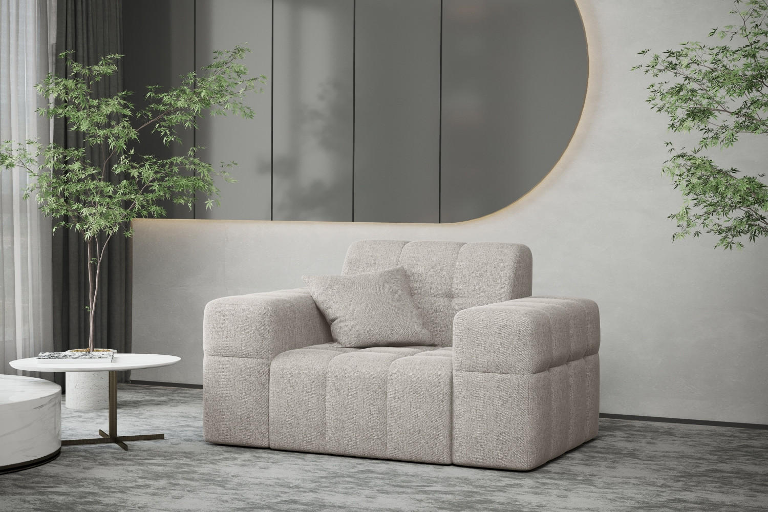SESSEL Serie NIMES Stoff Verita Beige - Beige, Holz (120/82/92cm) - Kaiser Möbel